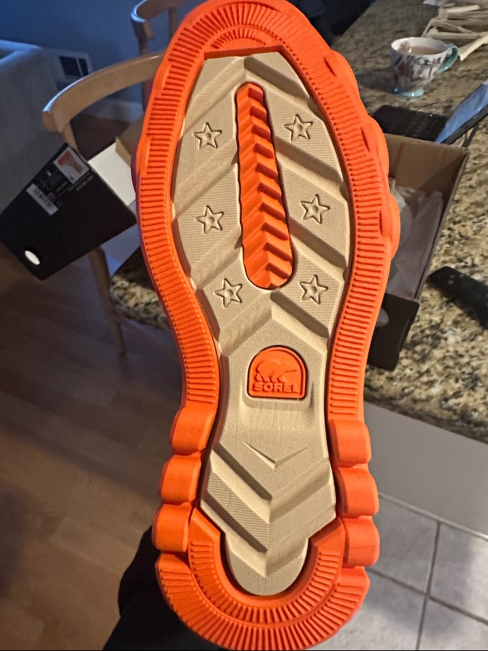 Sorel Women’s Beige Boot with Bright Orange Platform Sole - Picture 2 of 5
